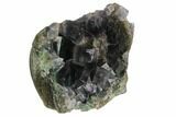 Cubic, Purple-Green Fluorite Crystals on Quartz - China #128802-1